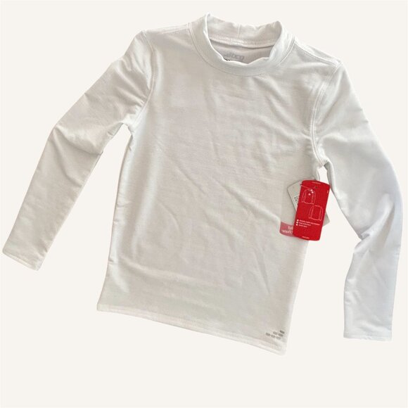 NWT Base Layer Boys Long Sleeve Mock Neck Coldgear White Tee Size 8 Size Small - Picture 1 of 10